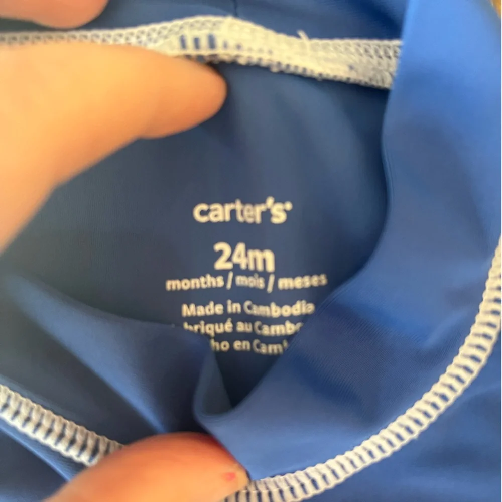 Carters Boy Blue Swim SPF Shirts Size 24 Months- Set of 2